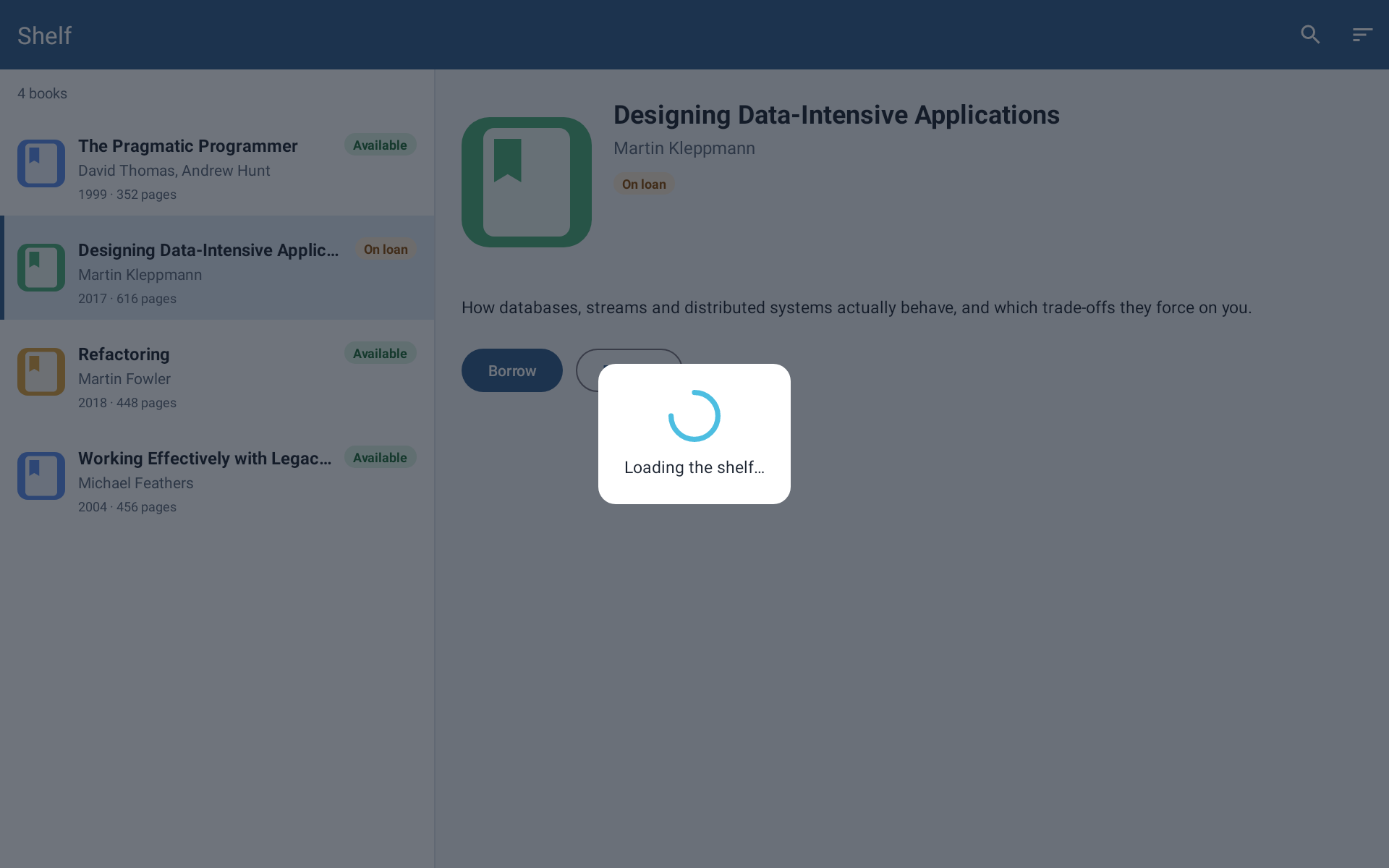 The same composed screen with a loading overlay; the indeterminate spinner is frozen into a static ring
