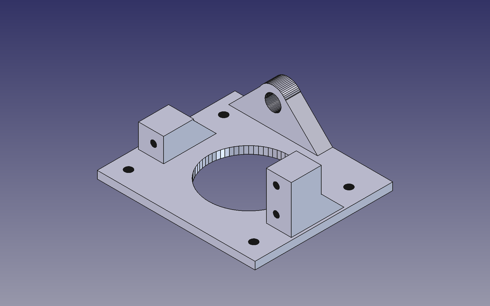 Plain STL-to-BREP stitching: 808 flat faces, cylinders remain faceted.